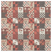 Vintage röd lapptäcke Cottagecore Farmhouse Quilt