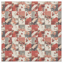 Vintage röd lapptäcke Cottagecore Farmhouse Quilt