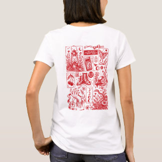 Vintage röd linoleumsnitt Mystisk Flash Sheet T Shirt
