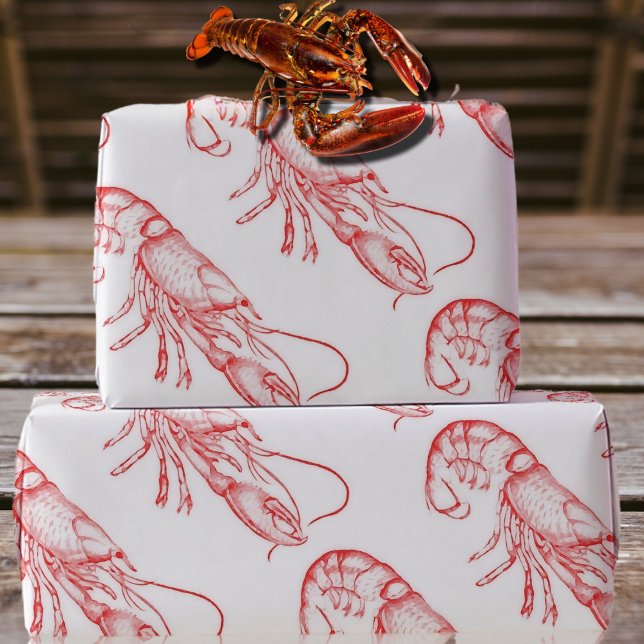 Vintage röd lobster - vattenfärg presentpapper (Skapare uppladdad)