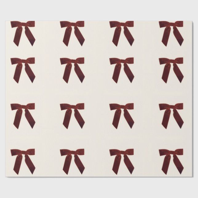 Vintage röd presentpapper med rosett (Platt)