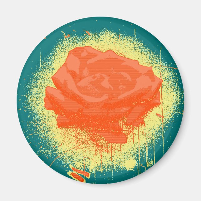 Vintage Röd ros Fine Art Magnet (Framsidan)