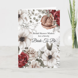 Vintage Röd ros Flowers Watercolor Möhippa Kort