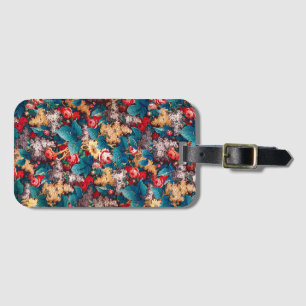 Vintage röd ros och lilac-blommönster bagagebricka