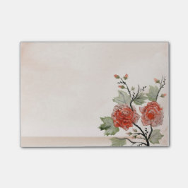 Vintage Röd ros Post-it® Notes 4 x 3 Post-it Block