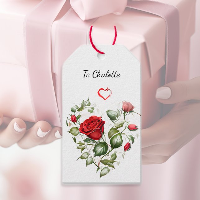 Vintage Röd ros Presentetikett (Skapare uppladdad)