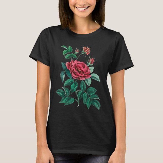 Vintage Röd ros T Shirt (Framsida)