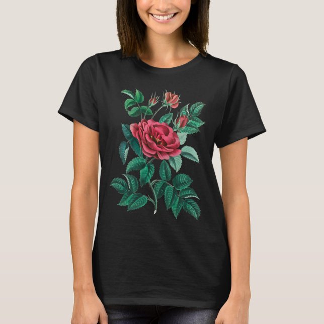 Vintage Röd ros T Shirt (Framsida)