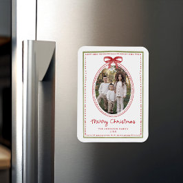 Vintage röd slinga God Jul Foto Magnet