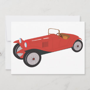 Vintage röd sportbil Klassisk öppen roadster Inbjudningar