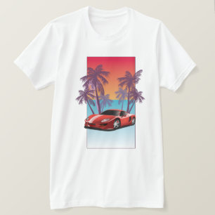 Vintage röd sportbil t shirt