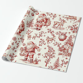Vintage röd toile julpapper 