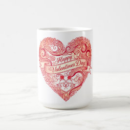 Vintage röda blommiga hjärta Alla hjärtans dag kla Kaffemugg