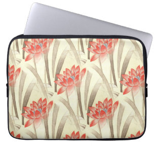 Vintage röda blommor på beige mönster laptop fodral