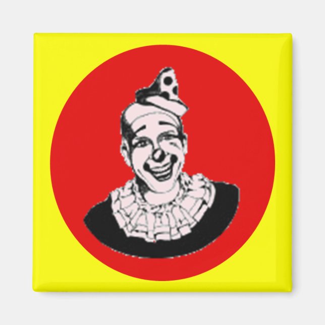 Vintage röda clownprickar magnet (Framsidan)