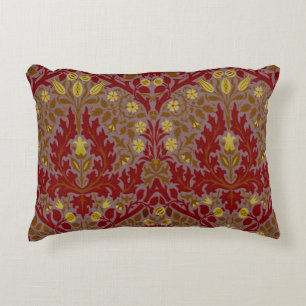 Vintage Röda Guld William Morris Höstblommor Prydnadskudde