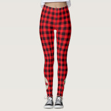 Vintage röda julgran lastbils Plaid Leggings