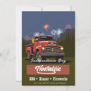 Vintage röda lastbil 4 juli BBQ och middag Inbjudningar