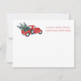 Vintage röda lastbilar Julgransodling Anteckningskort