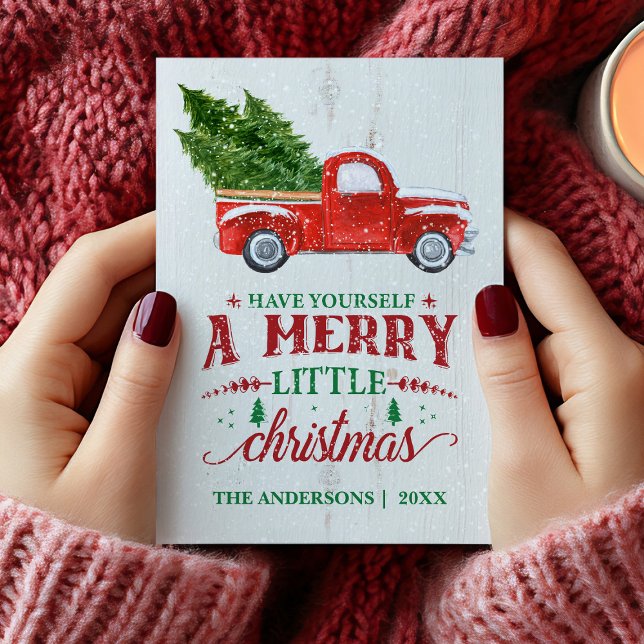 Vintage röda lastbils julkort (Vintage Red Truck Christmas Card)