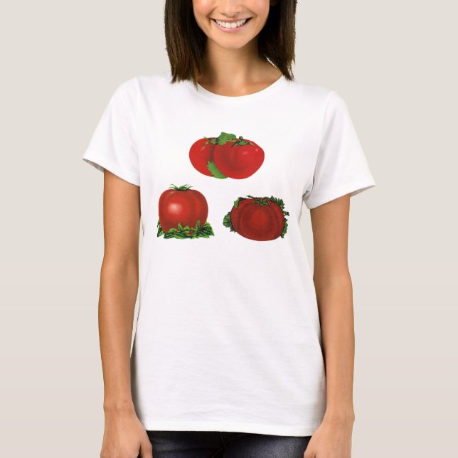 Vintage röda mogna tomater mat, frukter, grönsaker tee (Framsida)