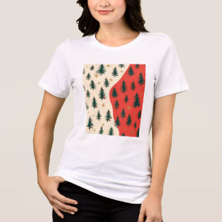 Vintage röda och gröna julgranar Mönster T Shirt