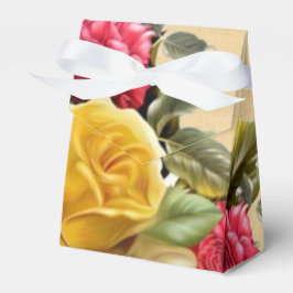 Vintage röda och gula rosor Blommig Presentaskar