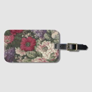 Vintage röda rosa blå vita blommor målning bagagebricka
