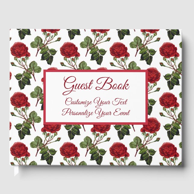 Vintage röda rosor Romantiskt blomsterarrangemang Gästböcker (Framsida)
