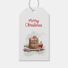 Vintage rödbrun Watercolor Candy cane Pancake Presentetikett