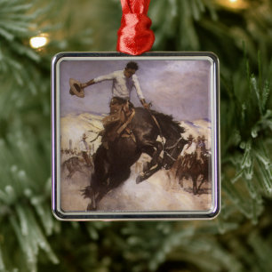 Vintage Rodeo Cowboy, Breezy Riding av WHD Koerner Julgransprydnad Metall