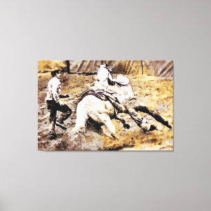 *~* Vintage Rodeo Cowboy Horse AR22 Western Canvastryck