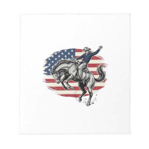 Vintage Rodeo Cowboy Patriotisk Häst Ryttare Vecto Anteckningsblock