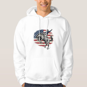 Vintage Rodeo Cowboy Patriotisk Häst Ryttare Vecto Hoodie