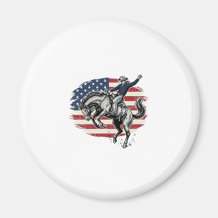 Vintage Rodeo Cowboy Patriotisk Häst Ryttare Vecto Magnet