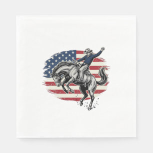 Vintage Rodeo Cowboy Patriotisk Häst Ryttare Vecto Pappersservett