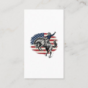 Vintage Rodeo Cowboy Patriotisk Häst Ryttare Vecto Visitkort