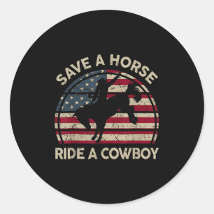 Vintage Rodeo Cowboy Westernare Land Horse Usa Pat Runt Klistermärke