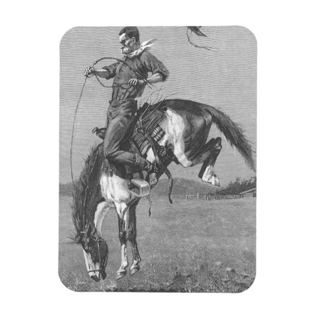 Vintage Rodeo Cowboys, Bucking Bronco av Remington Magnet (Vertikal)