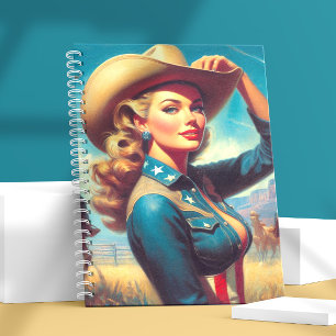 Vintage Rodeo Pinup-flicka Anteckningsbok
