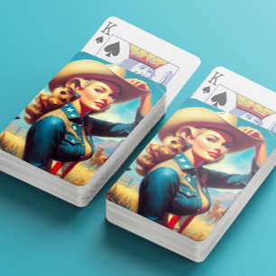 Vintage Rodeo Pinup-flicka Casinokort