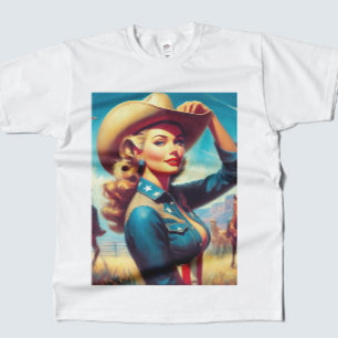 Vintage Rodeo Pinup-flicka T Shirt