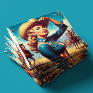 Vintage Rodeo Pinup-kvinna Magnet