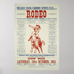 Vintage Rodeo Poster Nya Zeeland