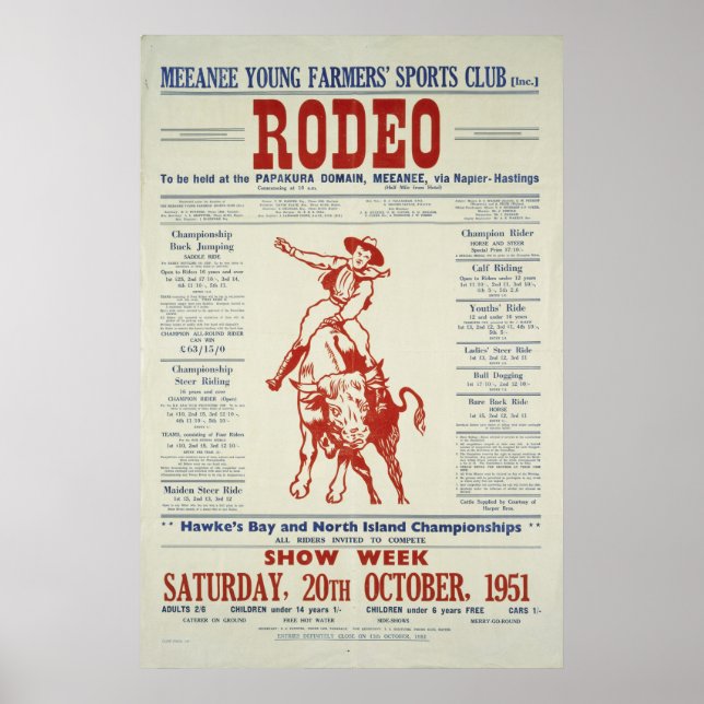Vintage Rodeo Poster Nya Zeeland (Framsidan)