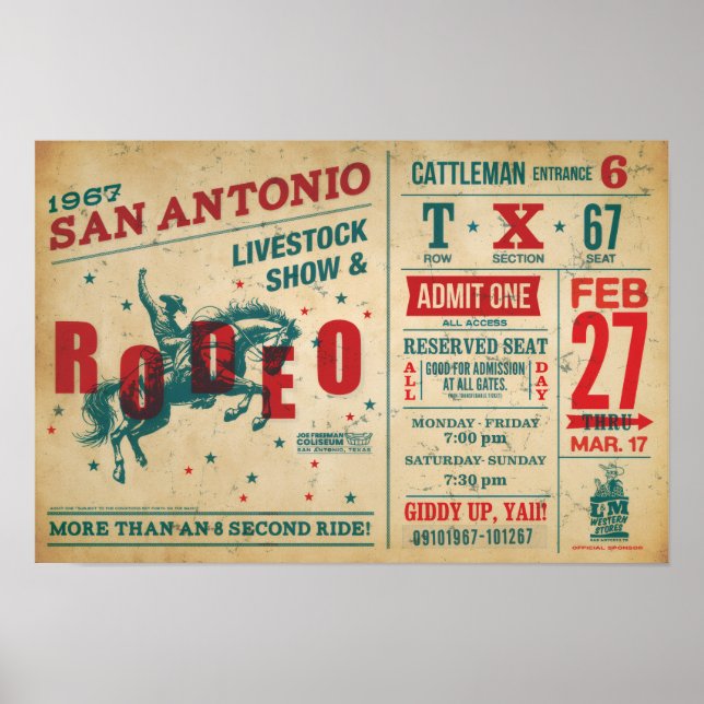 Vintage Rodeoaffisch – Retro västerländsk konsttry Poster (Framsidan)
