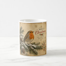 vintage rödhake julmugg kaffemugg