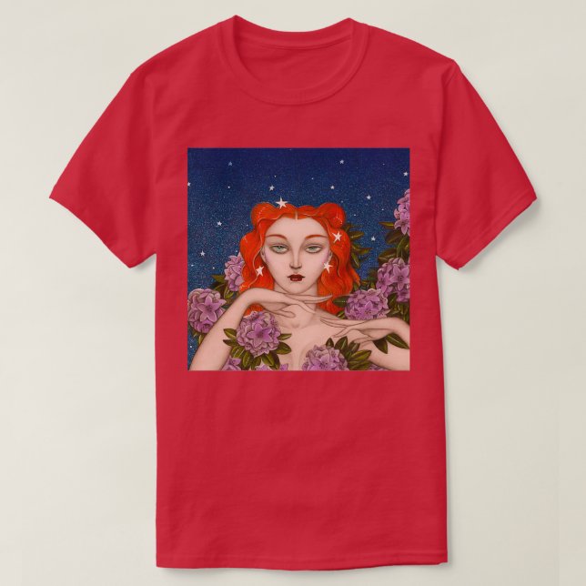 Vintage Rödhårig Starry Night T Shirt (Design framsida)