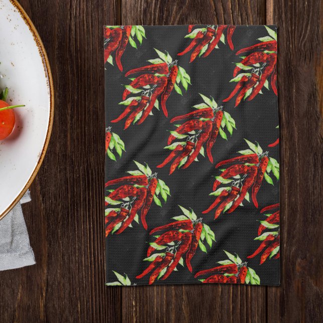 vintage rödpeppar kökshandduk (Skapare uppladdad)