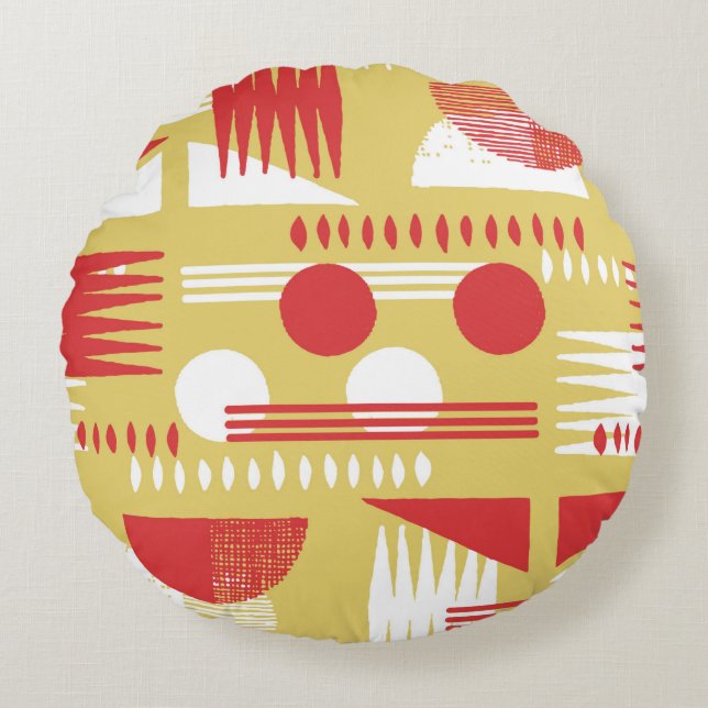 vintage rökfri abstrakt geometrisk modern stil  rund kudde (Framsidan)